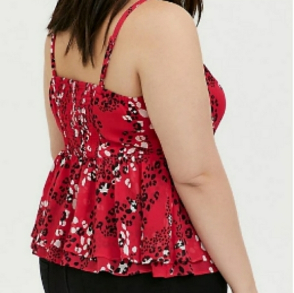 TORRID FUCHSIA PINK LEOPARD CHIFFON PEPLUM TOP sz2 - Picture 2 of 6